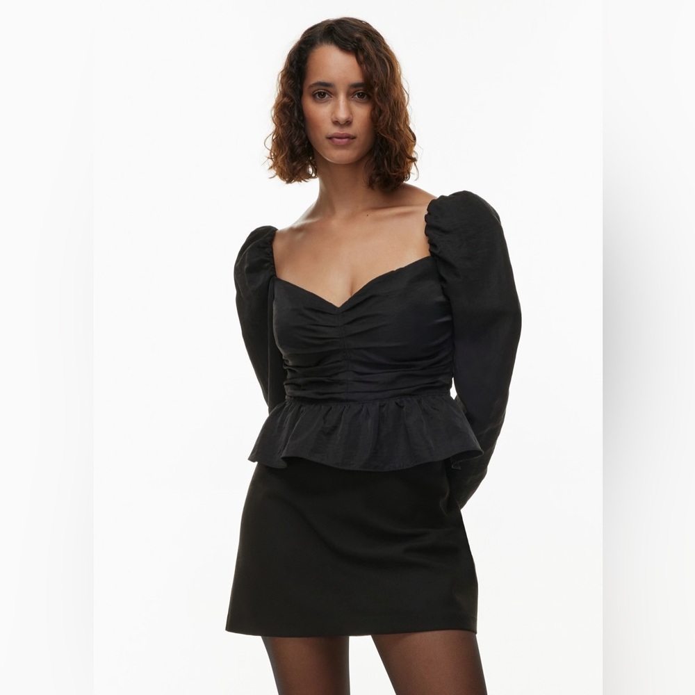 Wilfred Woman’s Marilyn Blouse in Black Corset Ruffle Top Size XL Full Zip